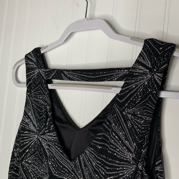 Cloth & People black silver sheath cocktail sz L - Picture 5 of 7